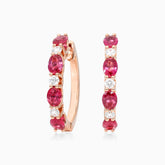 Brinco De Ouro Rosa 18k Argola Alternada de Rubis e Diamantes | New | Brincos, Celestial Diamonds, diamante, pink, rubi | AUREA FINE JEWELRY