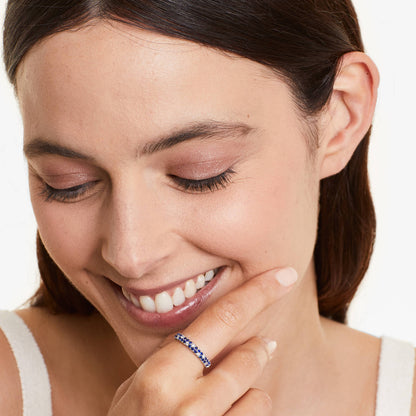 Anel De Safira Azul em Ouro 18k Delicado