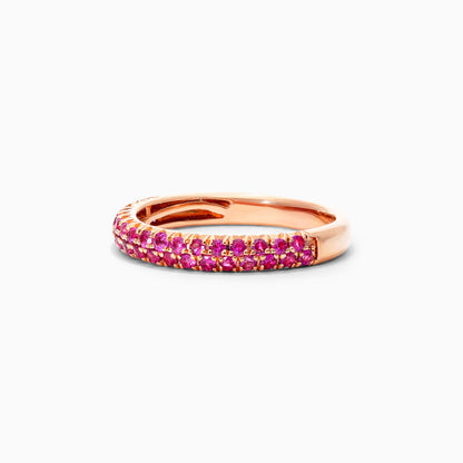 Anel De Safira Rosa em Ouro 18k Delicado