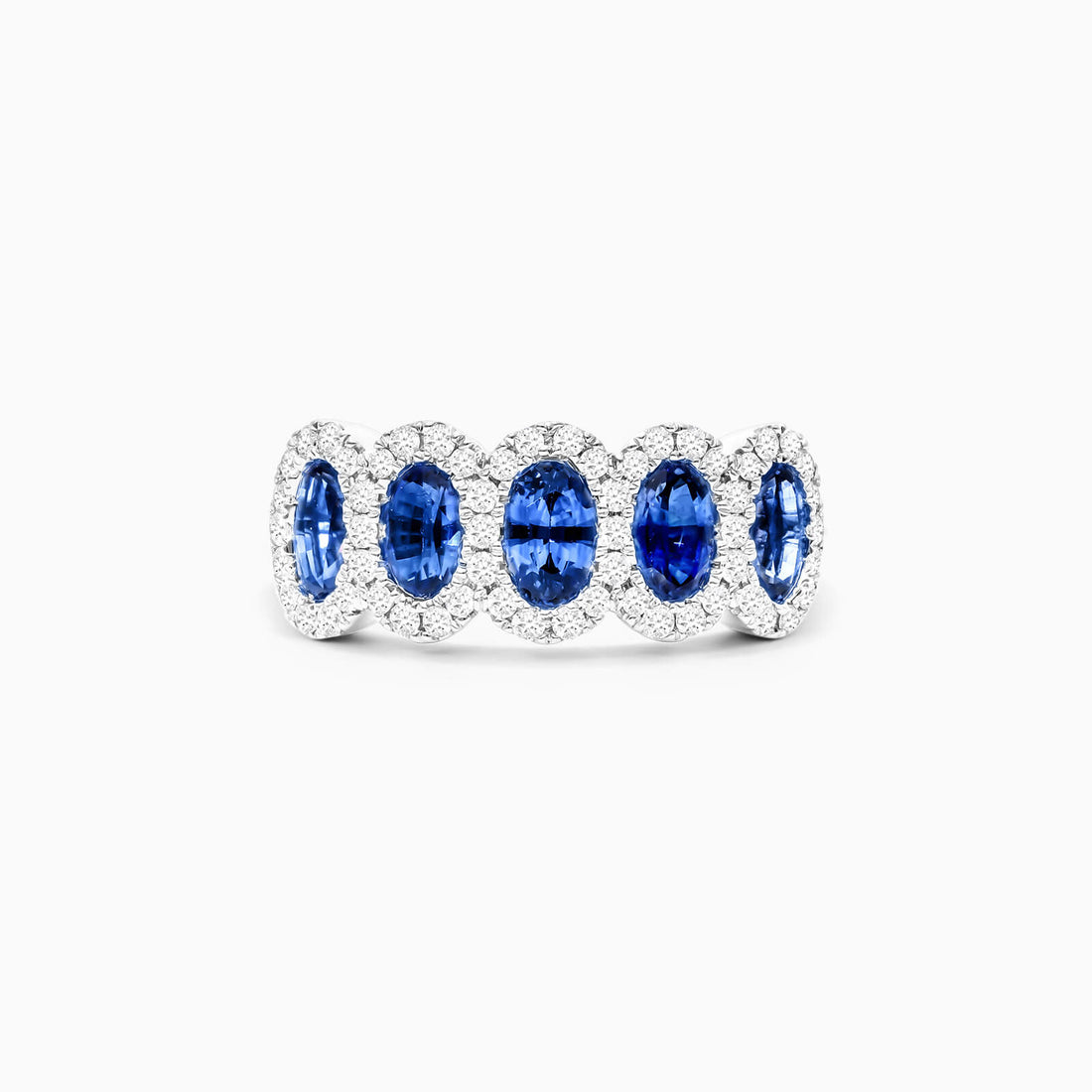 Anel De Ouro Branco 18k C/ Safira Azul e Diamante Luxo Stacy | New | Aparadores, diamante, white | AUREA FINE JEWELRY