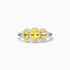Anel De Ouro Branco 18k Três Safira Amarela e Diamantes | New | anel-de-noivado, Anéis, citrino, diamante, noivado, Safira, white | AUREA FINE JEWELRY