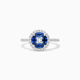 Anel De Ouro Branco 18k Safiras Azul e Diamantes Brilhantes Stacy | New | anel-de-noivado, Anéis, diamante, noivado, Safira, white | AUREA FINE JEWELRY