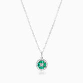 Colar Feminina De Ouro Branco 18k C/ Pingente De Esmeraldas e Diamantes | diamante, Esmeralda, white | AUREA FINE JEWELRY
