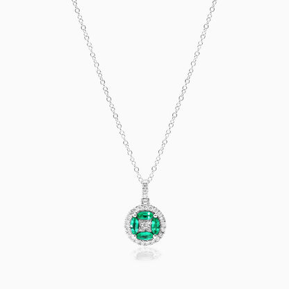 Colar Feminina De Ouro Branco 18k C/ Pingente De Esmeraldas e Diamantes | diamante, Esmeralda, white | AUREA FINE JEWELRY