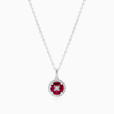 Colar Feminina De Ouro Branco 18k C/ Pingente De Rubis e Diamantes | diamante, rubi, white | AUREA FINE JEWELRY