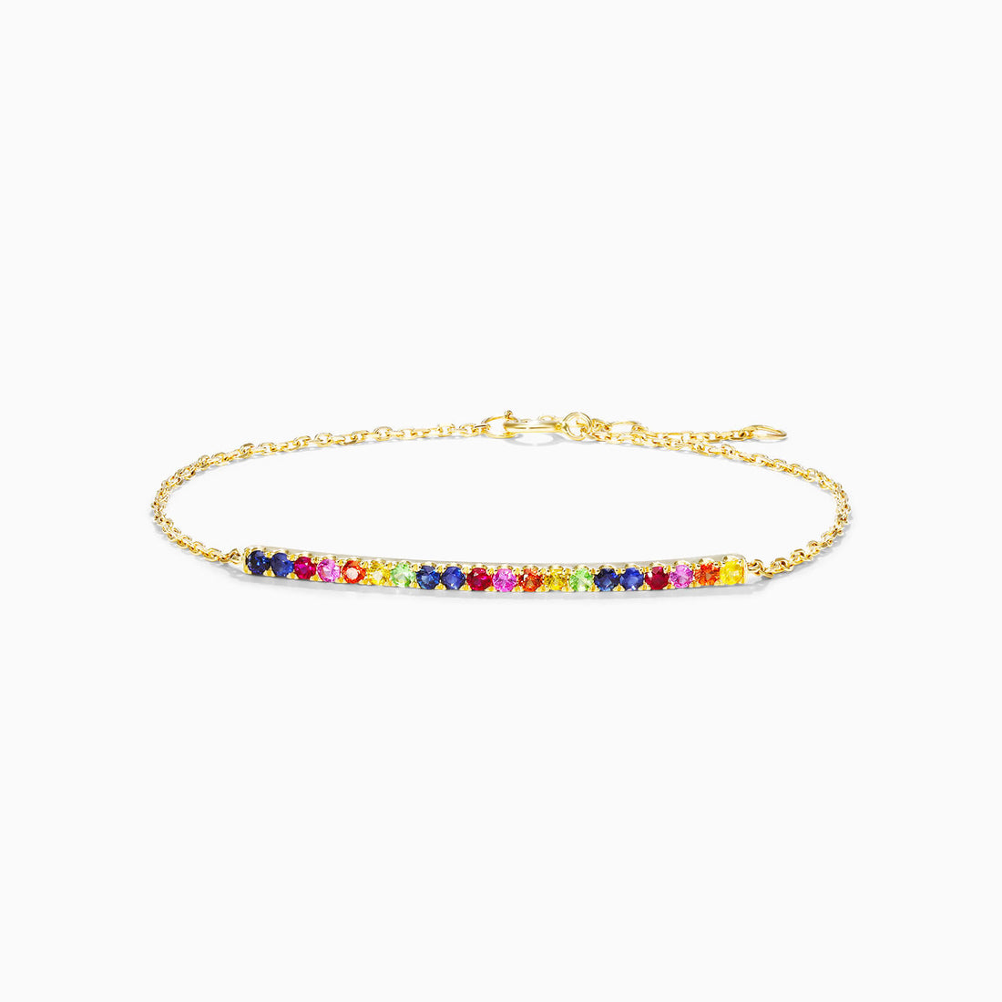 Pulseira Feminina de Ouro Amarelo 18k Barra de Arco Iris