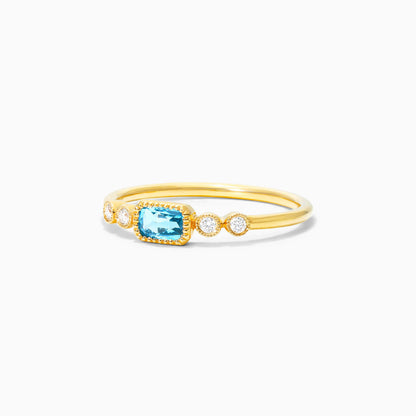 Anel de Noivado Solitario De Diamante E Topázio Ouro 18k