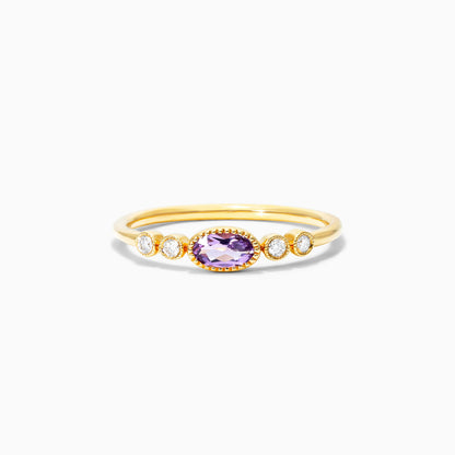 Anel De Ouro 18k c/ Moldura Delicado Diamantes e Ametista | New | Ametista, anel-de-noivado, Anéis, diamante, yellow | AUREA FINE JEWELRY