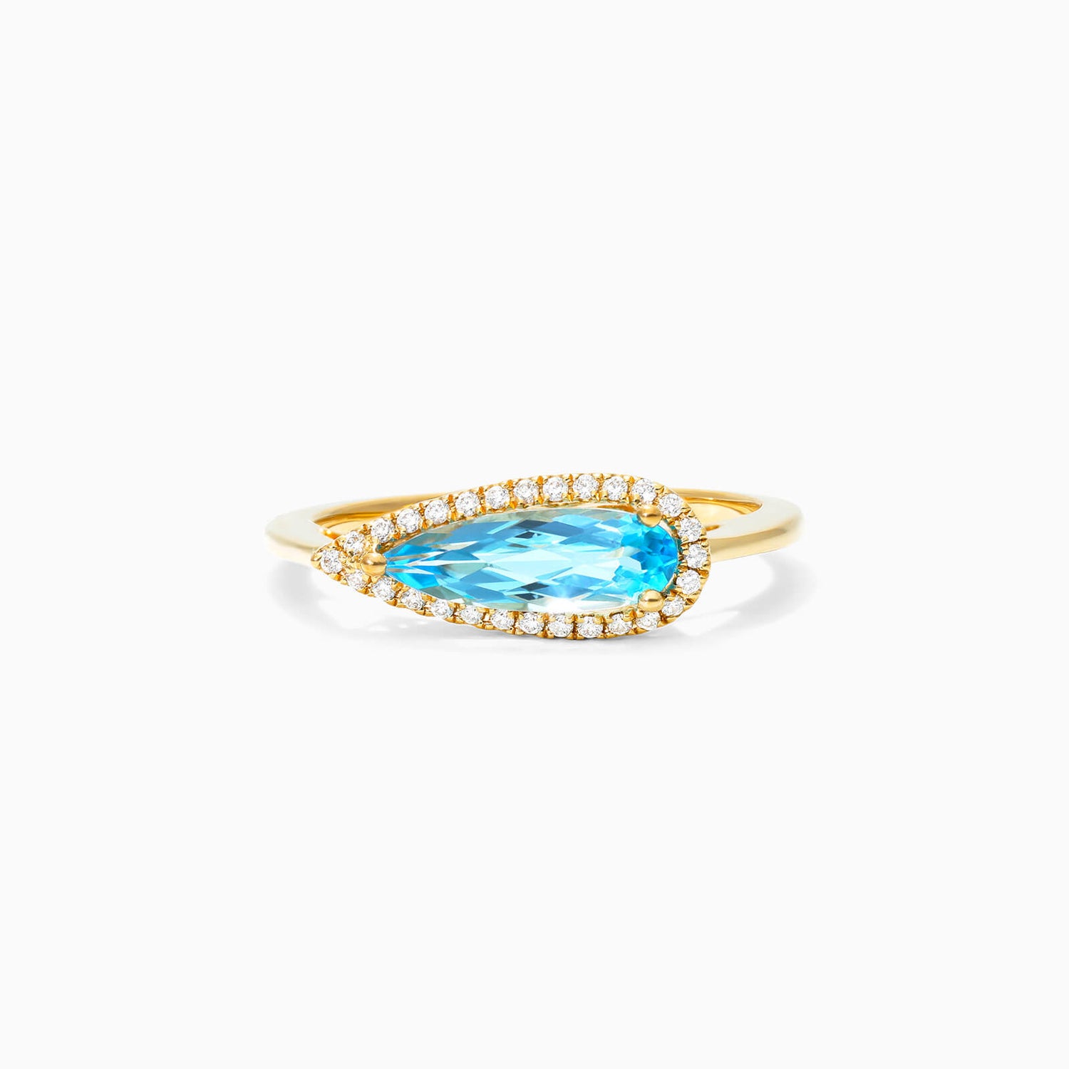 Anel de Ouro 18K Lagrima Topazio Azul e Diamantes | New | anel-de-noivado, Anéis, diamante, Topazio, yellow | AUREA FINE JEWELRY