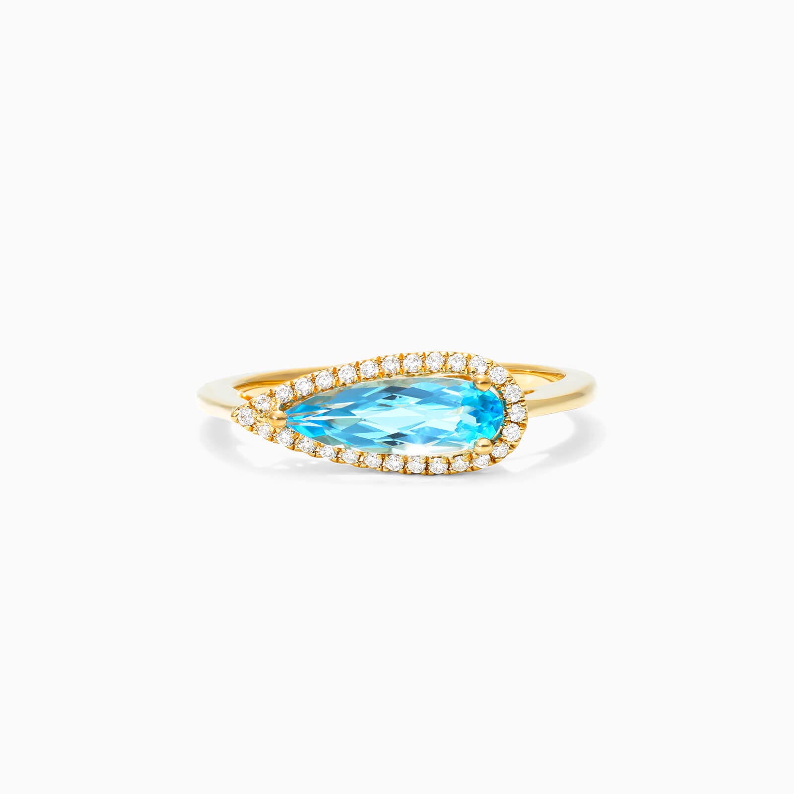 Anel de Ouro 18K Lagrima Topazio Azul e Diamantes | New | anel-de-noivado, Anéis, diamante, Topazio, yellow | AUREA FINE JEWELRY