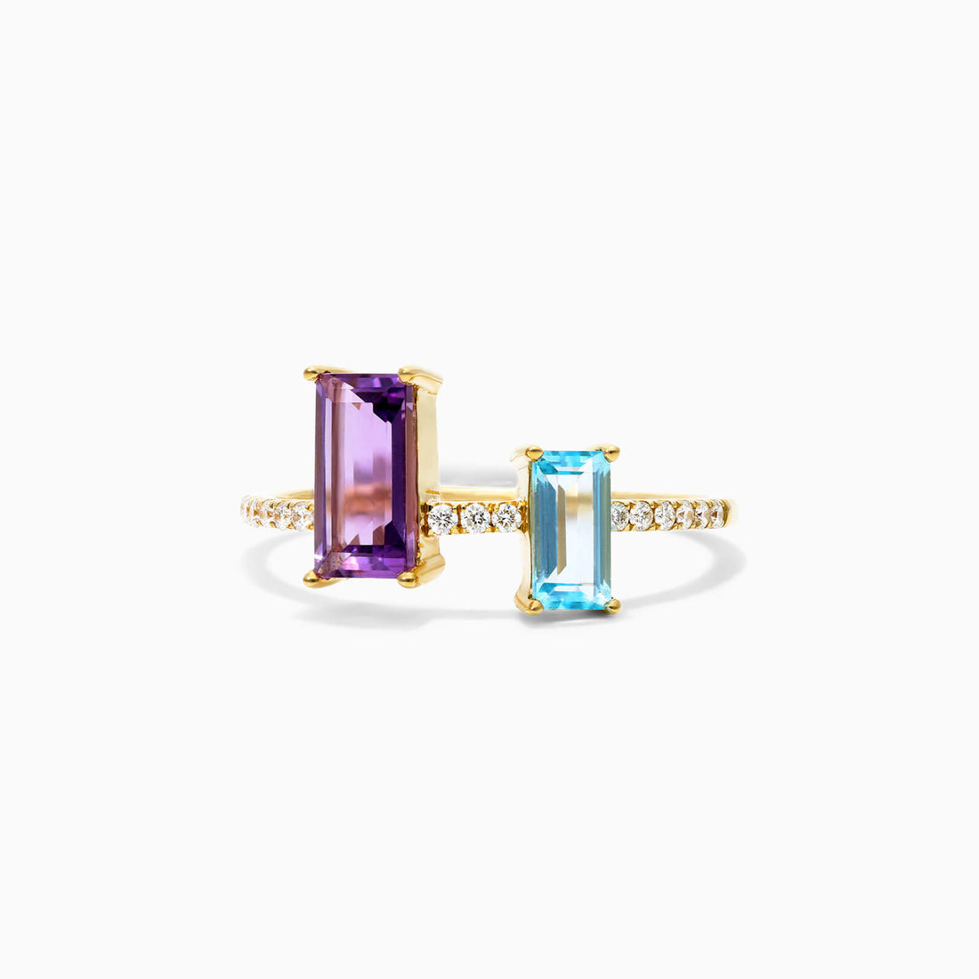 Anel De Ouro 18k Noivado C/ Diamante Brilhantes e Ametista e Topazio | New | Ametista, Anéis, diamante, Topazio | AUREA FINE JEWELRY