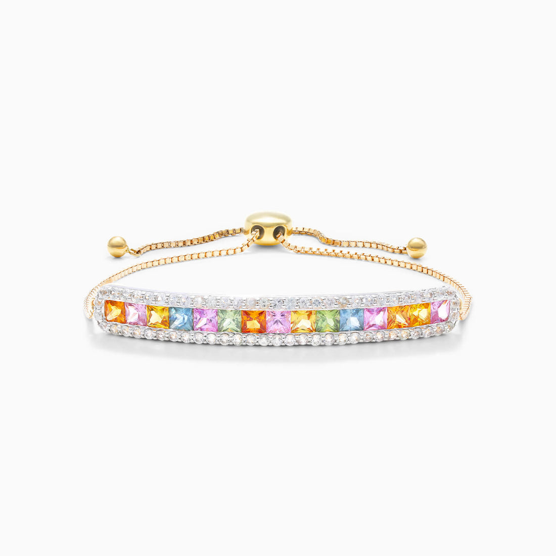 Pulseira Feminina de Ouro Amarelo 18k MultiColorida De Luxo