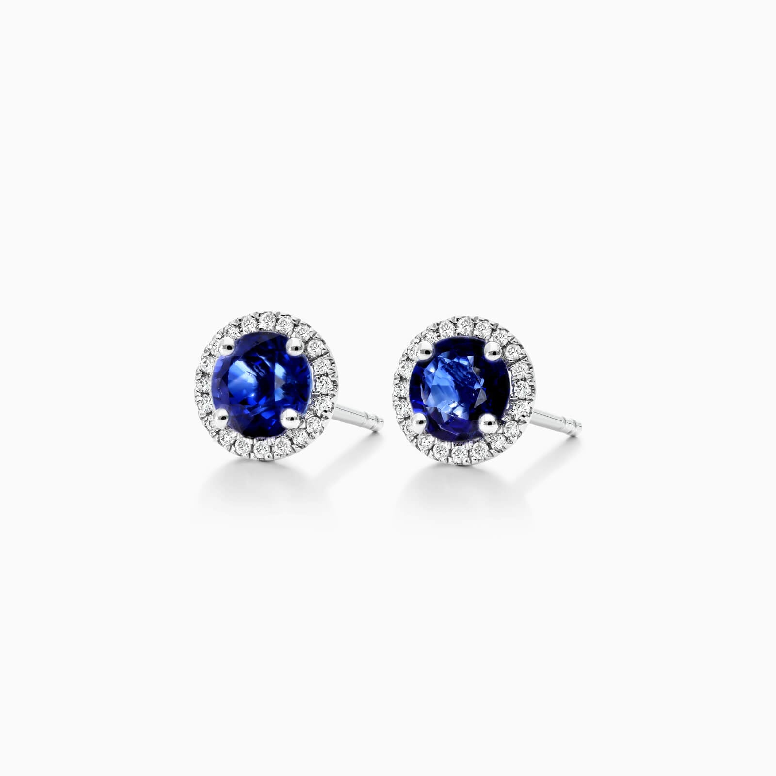 Brinco De Ouro 18k Feminino C/ Diamantes e Safira Azul Luxo Delicado Sweet