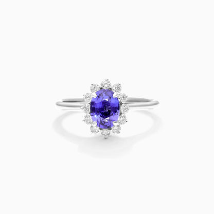 Anel De Tanzanita Em Ouro 18k C/ Diamantes Brilhantes | New | anel-de-noivado, Anéis, diamante, noivado, Safira, white | AUREA FINE JEWELRY
