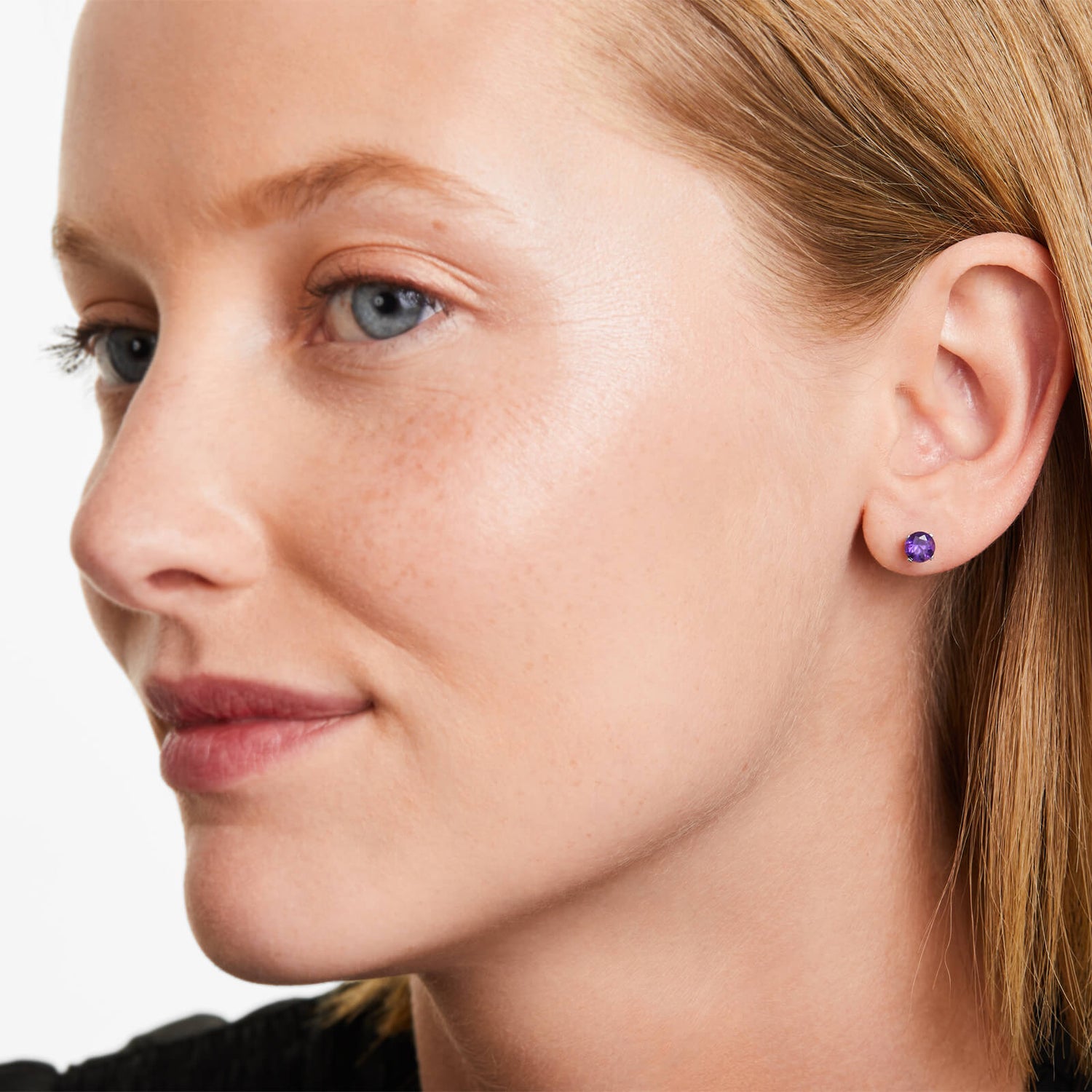 Brinco De Ouro 18k Feminino Solitario C/ Ametista Luxo Delicado Argran