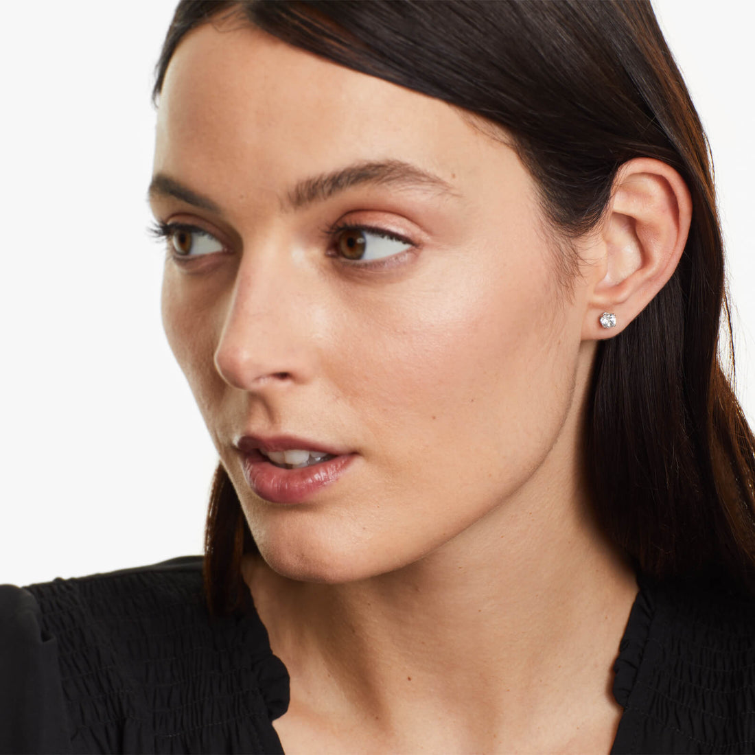 Brinco De Ouro 18k Feminino Solitario C/ Topazio Branco Luxo Delicado Argran