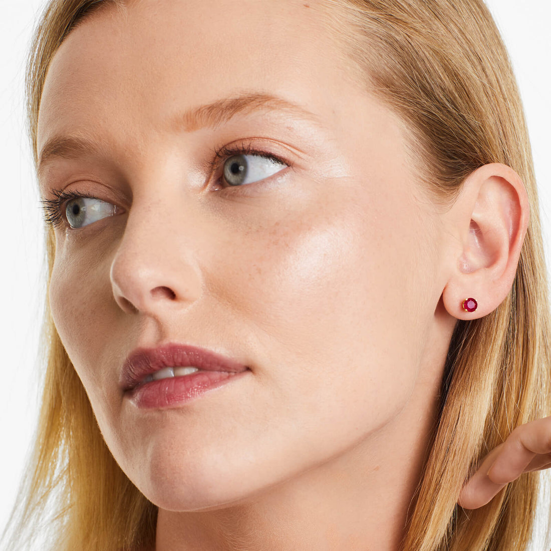 Brinco De Ouro 18k Feminino Solitario C/ Rubi Luxo Delicado Argran