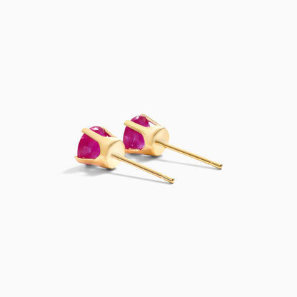 Brinco De Ouro 18k Feminino Solitario C/ Rubi Luxo Delicado Argran
