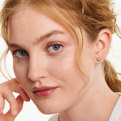 Brinco De Ouro 18k Feminino Solitario C/ Peridoto Luxo Delicado Argran