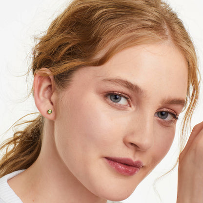 Brinco De Ouro 18k Feminino Solitario C/ Peridoto Luxo Delicado Argran
