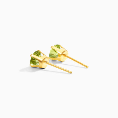 Brinco De Ouro 18k Feminino Solitario C/ Peridoto Luxo Delicado Argran