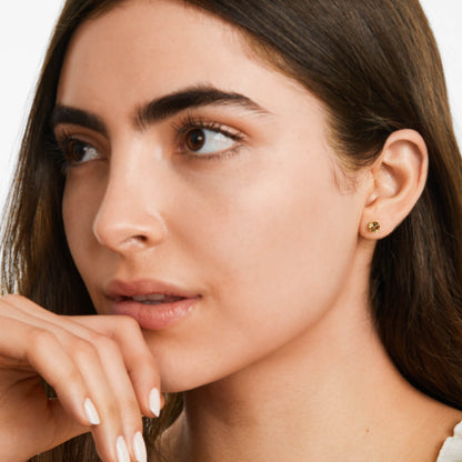Brinco De Ouro 18k Feminino Solitario C/ Citrino Luxo Delicado Argran