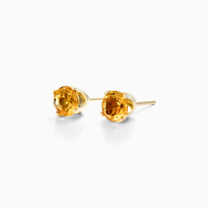 Brinco De Ouro 18k Feminino Solitario C/ Citrino Luxo Delicado Argran