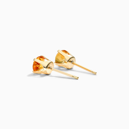 Brinco De Ouro 18k Feminino Solitario C/ Citrino Luxo Delicado Argran