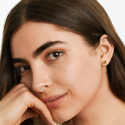 Brinco De Ouro 18k Feminino Solitario C/ Citrino Luxo Delicado Argran