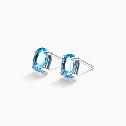 Brinco De Ouro 18k Feminino c/ Topazio Azul de Luxo Soul