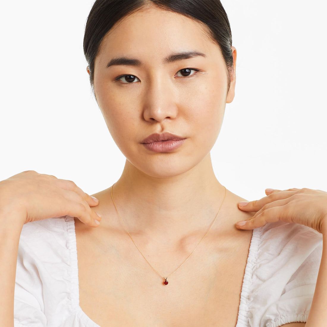 Colar Corrente Feminina em Ouro Amarelo 18k C/ Ruby Solitario