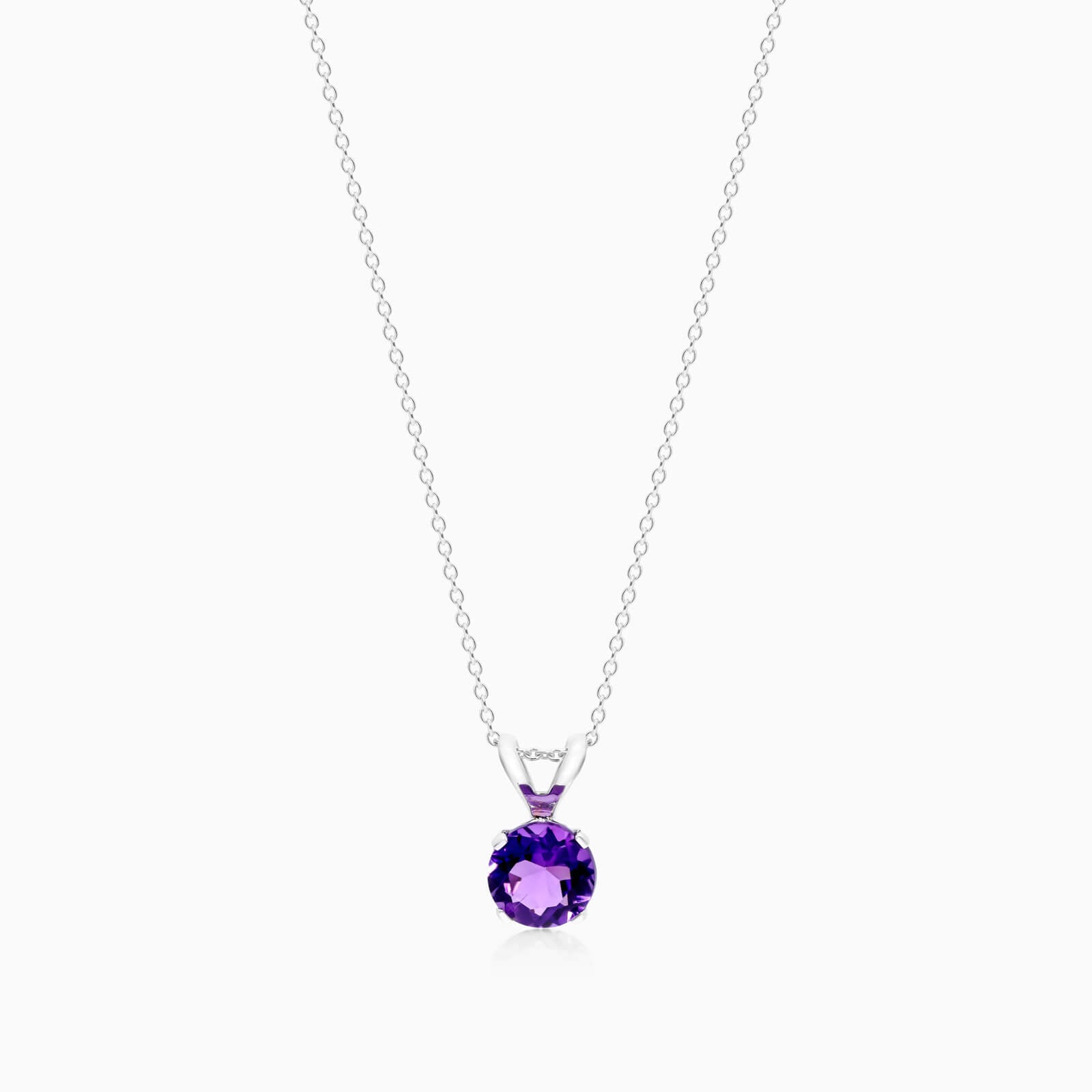 Colar Corrente Feminina em Ouro Branco 18k C/ Ametista Solitario | New | Ametista, Celestial diamonds, Colares, white | AUREA FINE JEWELRY