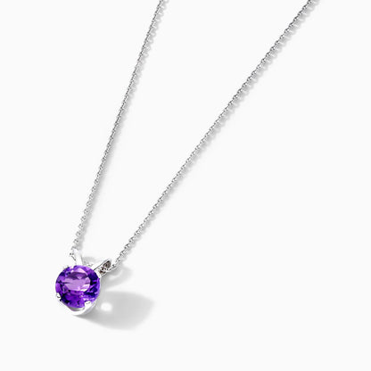 Colar Corrente Feminina em Ouro Branco 18k C/ Ametista Solitario