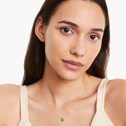 Colar Corrente Feminina em Ouro Amarelo 18k Esmeralda Solitaria