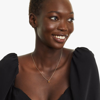 Colar Corrente Feminina em Ouro Amarelo 18k C/ Citrino Solitario