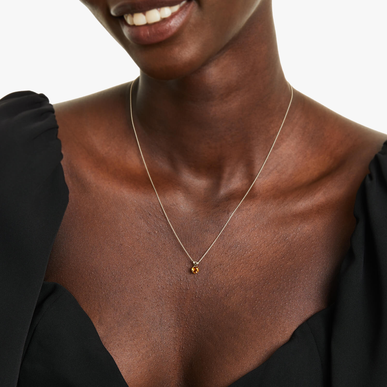 Colar Corrente Feminina em Ouro Amarelo 18k C/ Citrino Solitario