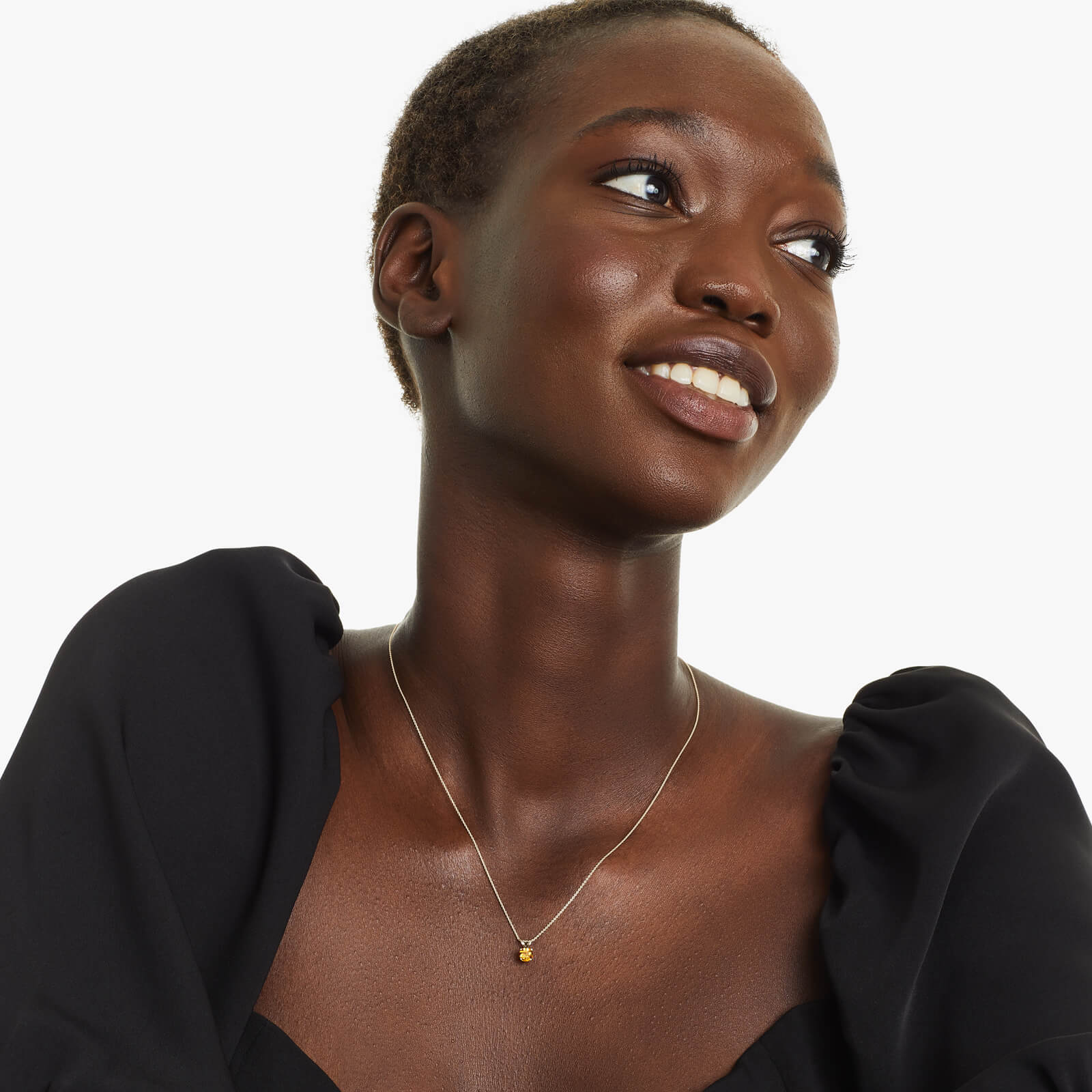 Colar Corrente Feminina em Ouro Amarelo 18k C/ Citrino Solitario