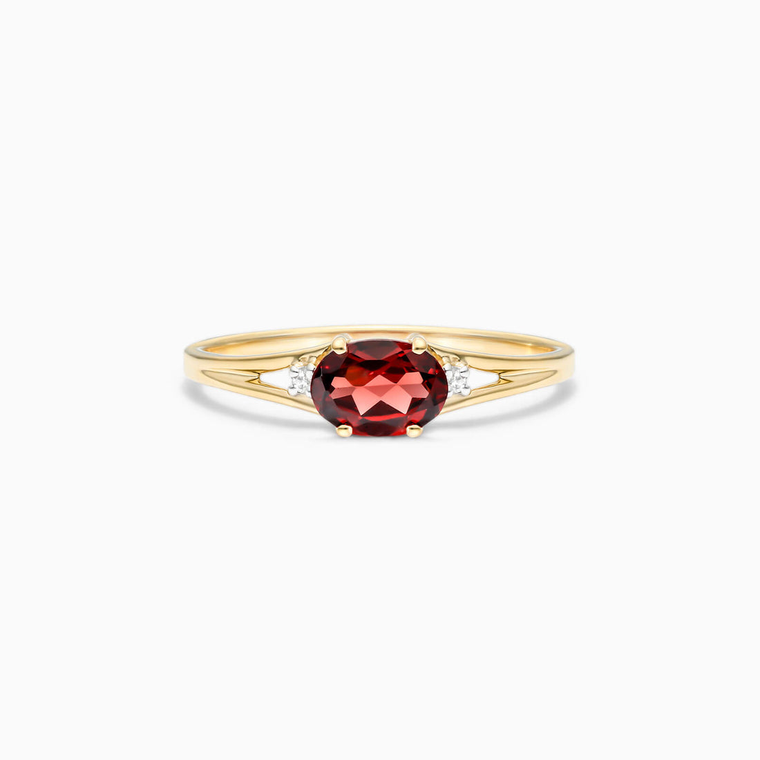 Anel De Ouro 18k iSabel C/ Granada Solitario e Diamantes | New | Anéis, diamante, rubi, yellow | AUREA FINE JEWELRY