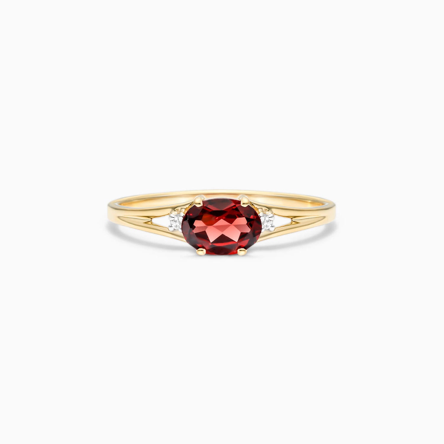 Anel De Ouro 18k iSabel C/ Granada Solitario e Diamantes | New | Anéis, diamante, rubi, yellow | AUREA FINE JEWELRY