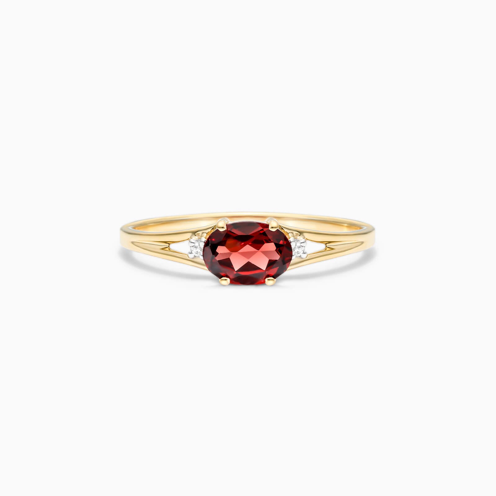 Anel De Ouro 18k iSabel C/ Granada Solitario e Diamantes | New | Anéis, diamante, rubi, yellow | AUREA FINE JEWELRY
