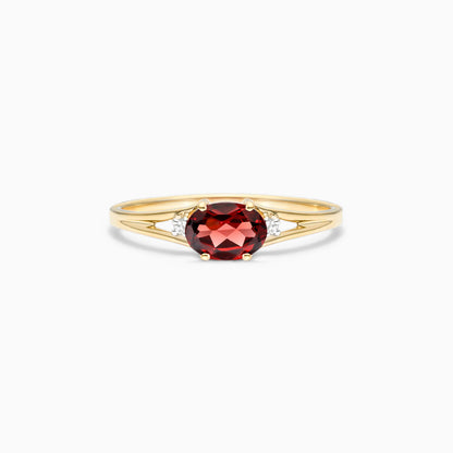 Anel De Ouro 18k iSabel C/ Granada Solitario e Diamantes | New | Anéis, diamante, rubi, yellow | AUREA FINE JEWELRY