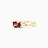 Anel De Ouro 18k iSabel C/ Granada Solitario e Diamantes - AUREA FINE JEWELRY