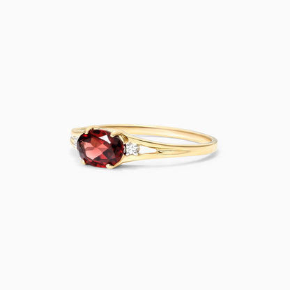 Anel De Ouro 18k iSabel C/ Granada Solitario e Diamantes - AUREA FINE JEWELRY