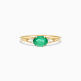 Anel De Ouro 18k iSabel C/ Esmeraldas Solitario e Diamantes | New | Anéis, diamante, Esmeralda, yellow | AUREA FINE JEWELRY