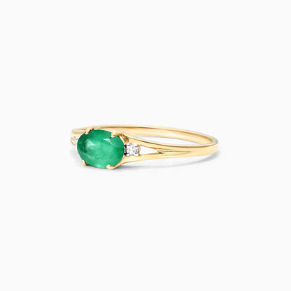 Anel De Ouro 18k iSabel C/ Esmeraldas Solitario e Diamantes