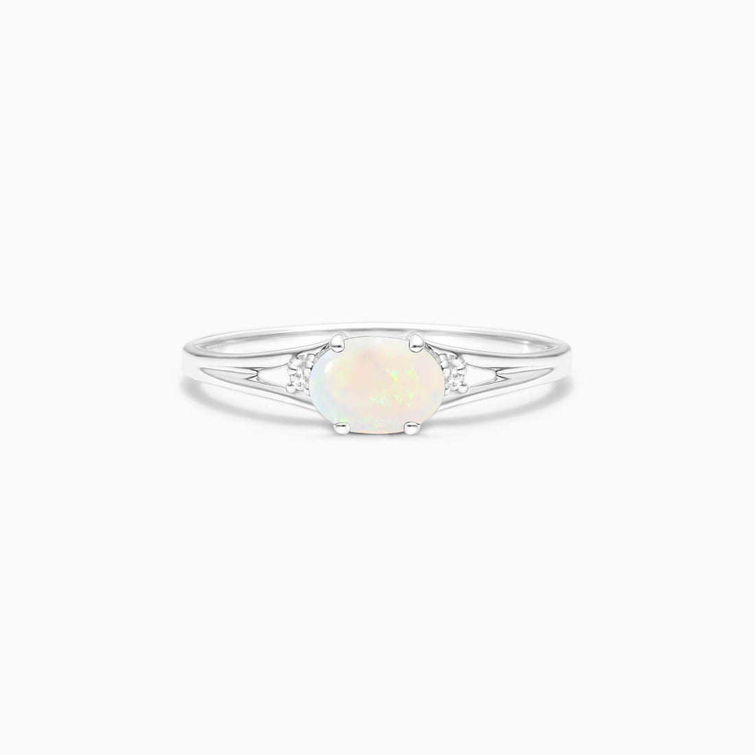 Anel De Ouro 18k iSabel C/ Opala Solitario e Diamantes | New | anel-de-noivado, Anéis, diamante, Opala, white | AUREA FINE JEWELRY