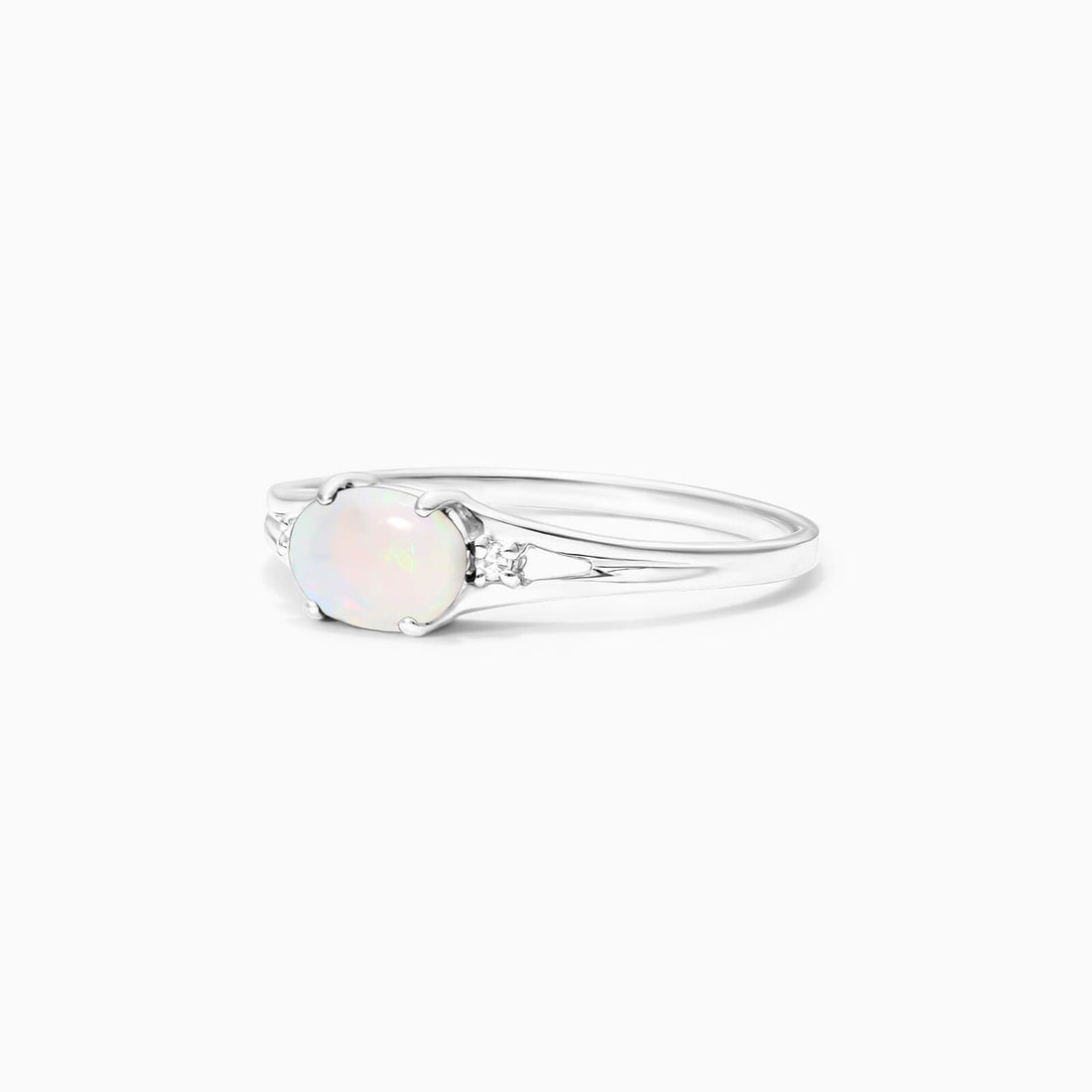 Anel De Ouro 18k iSabel C/ Opala Solitario e Diamantes - AUREA FINE JEWELRY