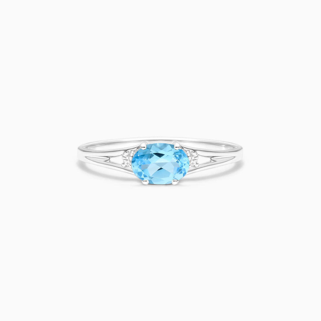 Anel De Ouro 18k iSabel C/ Topazio Azul Solitario e Diamantes | New | anel-de-noivado, Anéis, diamante, Topazio, white | AUREA FINE JEWELRY