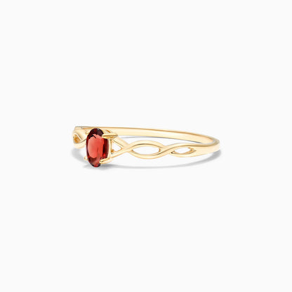 Anel De Ouro 18k Pedra Preciosa Granada Solitario de Luxo - AUREA FINE JEWELRY