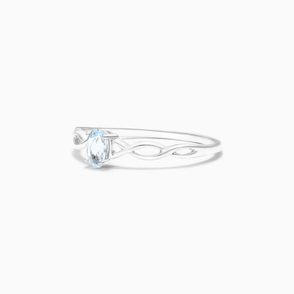 Anel De Ouro 18k Pedra Preciosa Agua-Marinha Solitario de Luxo - AUREA FINE JEWELRY